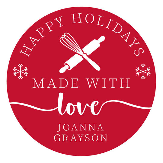 Holiday Made With Love Round Gift Stickers